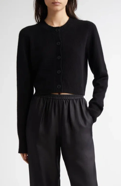 Loulou Studio Loulou De Saison Aidar Crop Wool & Cashmere Crewneck Cardigan In Black