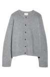 Loulou Studio Loulou De Saison Aidar Crop Wool & Cashmere Crewneck Cardigan In Moon Grey