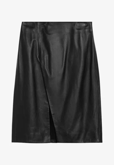 LOULOU STUDIO AKARE LEATHER MIDI SKIRT