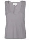 Loulou Studio Albia Plunging Tank Top In Concrete Grey