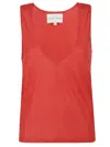 Loulou Studio Albia Plunging Tank Top In Red