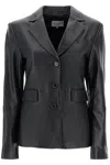 Loulou Studio Stovset Single-breasted Blazer In Black Leather In Black