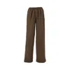 Loulou Studio Relaxed Fit Wide Leg Silk Trousers In Brown