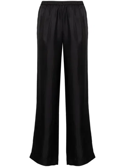 Loulou Studio Alera Black Pants With Elastic Waist And Wide Leg In Silk Woman