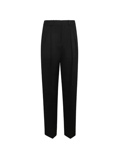 Loulou Studio Alio Pleated Twill Trousers In Black