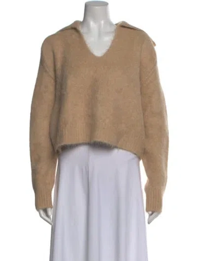 Pre-owned Loulou Studio Alpaca V-neck Sweater In Neutrals