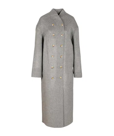 Loulou Studio Amory Double Breasted Coat In Gray
