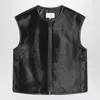 Loulou Studio Sleeveless Vest In Pony Effect Leather In Black