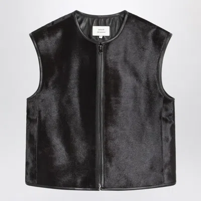 Loulou Studio Sleeveless Vest In Pony Effect Leather In Black