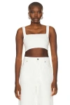 Loulou Studio Anet Cropped Oberteil Aus Denim In Elfenbein