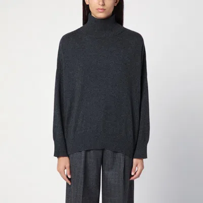 LOULOU STUDIO ANTHRACITE GREY CASHMERE TURTLENECK SWEATER