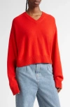 Loulou Studio Anzor Cashmere V-neck Sweater In Red