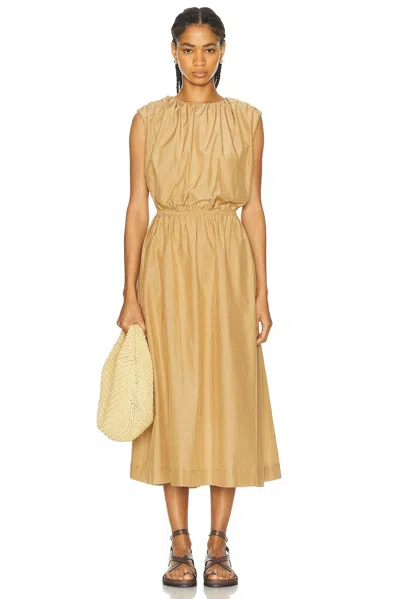 Loulou Studio Aphrodite Long Sleeveless Dress With Gathers In Dune