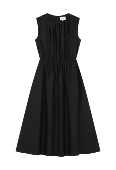 Loulou Studio Aphrodite Cotton And Silk-blend Poplin Midi Dress In Black