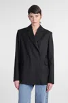 Loulou Studio Arlo Double Breast Wool Blazer In Black