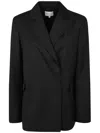 Loulou Studio Single-button Round-neck Pullover Jacket In Black