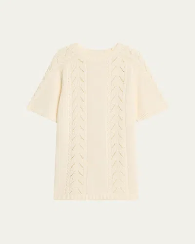 Loulou Studio Arman Cable & Pointelle-knit Mini Sweater Dress In Neutral