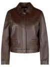 Loulou Studio 'ascot' Brown Leather Jacket In Brown