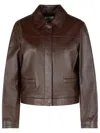 Loulou Studio Ascot Brown Leather Jacket In Brown