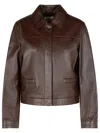 Loulou Studio Ascot Brown Leather Jacket In Burgundy