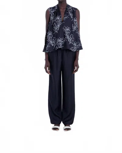 Loulou Studio Asel V Neck Sleeveless Top In Black In Blue