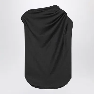 LOULOU STUDIO ASYMMETRIC BLACK WOOL TOP