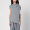 Loulou Studio Lyra Draped Sleeveless Blouse In Grey