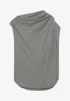 Loulou Studio Lyra Draped Virgin Wool Top In Gray