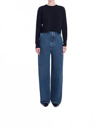 Loulou Studio Attu Wide Leg Denim Pants In Washed Blue