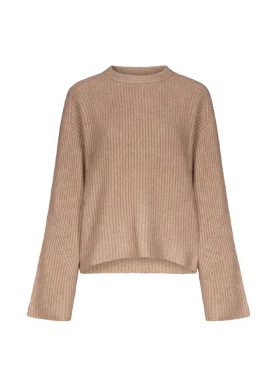 Loulou Studio Axel Ribbed Panelled Sweater In Brown