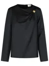 Loulou Studio Azae Blouse Draped In Black Silk In Black