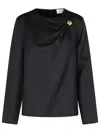 Loulou Studio Azae Blouse Draped In Black Silk In Black