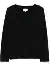Loulou Studio Bahia Cotton Blend V Neck Sweater In Black