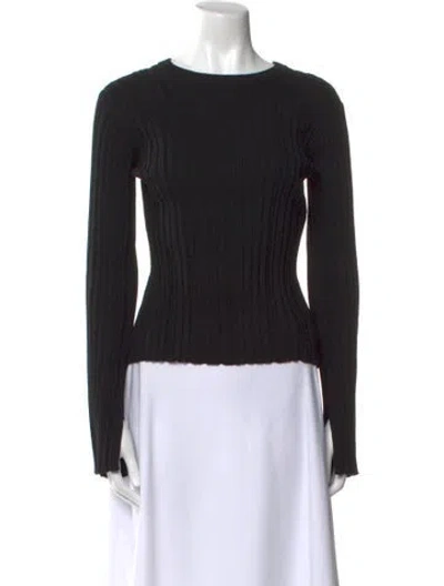 Pre-owned Loulou Studio Bateau Neckline Long Sleeve Top In Black