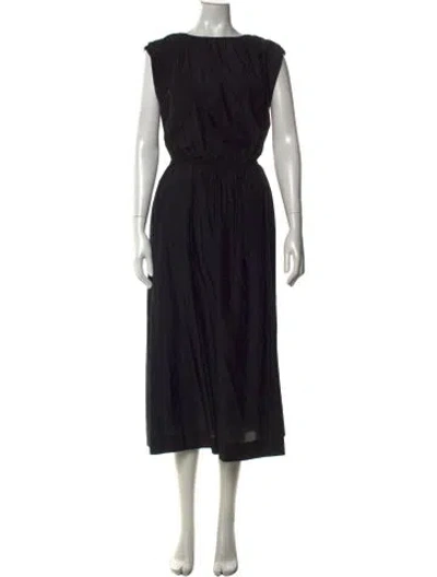 Pre-owned Loulou Studio Bateau Neckline Midi Length Dress In Black
