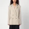 Loulou Studio Donau Double Breast Wool Blazer In Beige