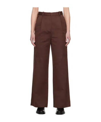 Loulou Studio Belt Ring Casual Pants In Brown
