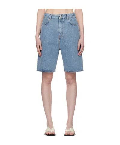 Loulou Studio Blue Isu Denim Shorts In Washed Light Blue