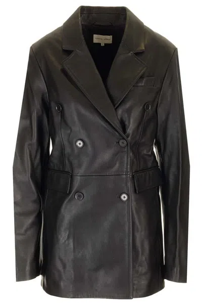 Loulou Studio Double Breasted Leather Jacket In Black