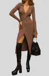 Loulou Studio Bey Knit Wrap Dress In Camel In Brown