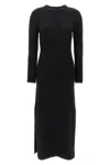 Loulou Studio Long Dress With Ribbed Texture And Slit In Black