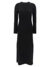 Loulou Studio Long Dress With Ribbed Texture And Slit In Black
