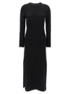 Loulou Studio Long Dress With Ribbed Texture And Slit In Black