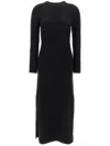 Loulou Studio Long Dress With Ribbed Texture And Slit In Black
