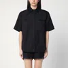 Loulou Studio Viscose And Linen Shirt With Short Sleeves In Black