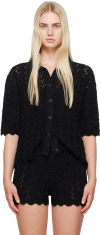 Loulou Studio Adria Crocheted Cotton Cardigan In Black