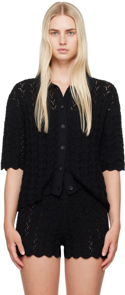 Loulou Studio Adria Crocheted Cotton Cardigan In Black