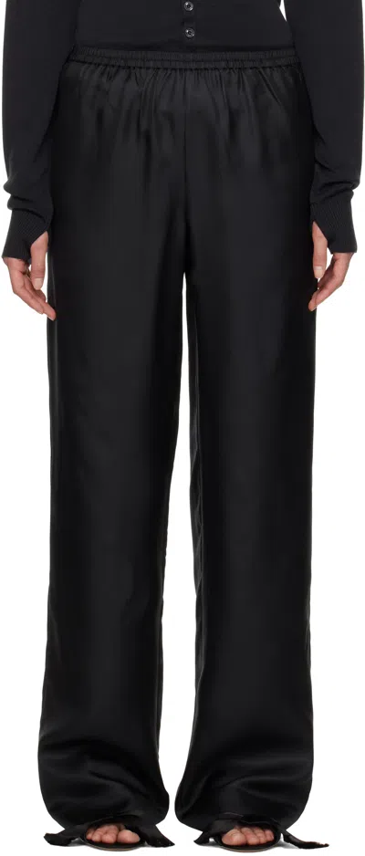 Loulou Studio Soma Silk Satin Pants In Black