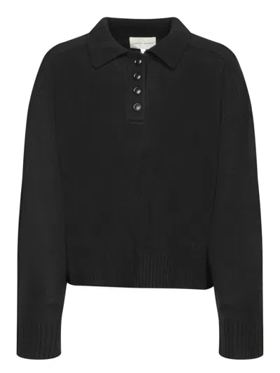 Loulou Studio Black Cashmere Polo Sweater