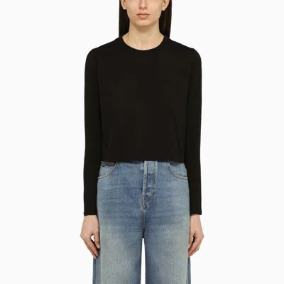 LOULOU STUDIO LOULOU STUDIO  BLACK COTTON CREW-NECK T-SHIRT